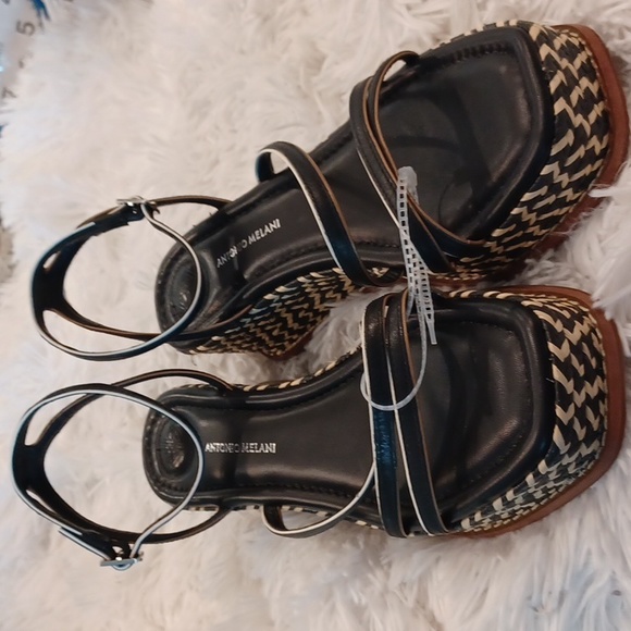 Antonio Melani Hazelle Strappy Woven Platform Wedge Espadrille Sandals Size 10 - Picture 7 of 14